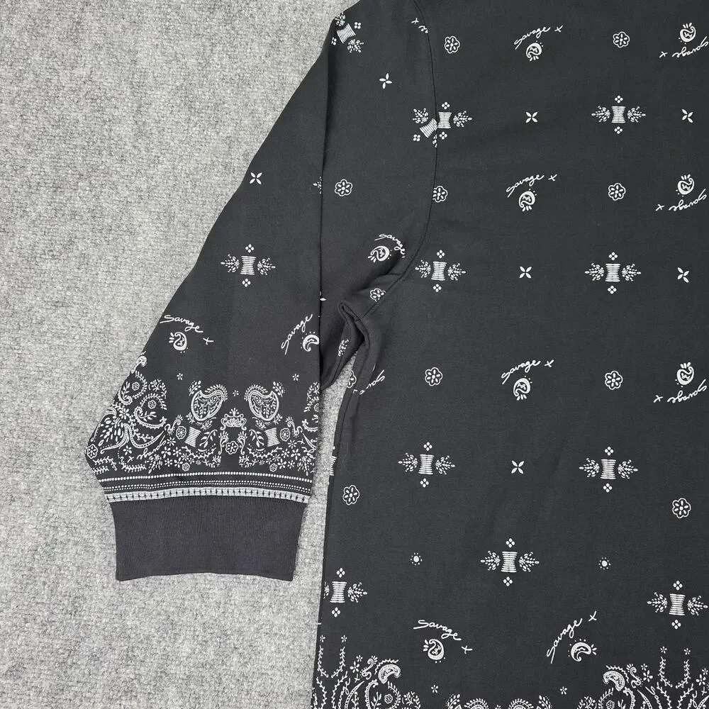 Savage X Fenty Shirt Womens 4X Black Bandana Paisley Long Sleeve Polo Top - Picture 9 of 16